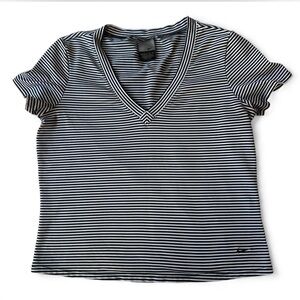Nike Dri- Fit black and white striped V-neck